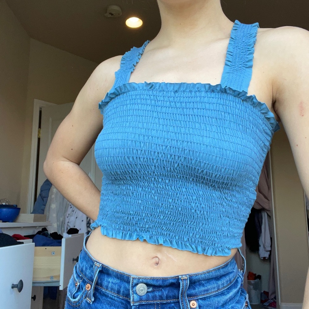Blue tight crop top